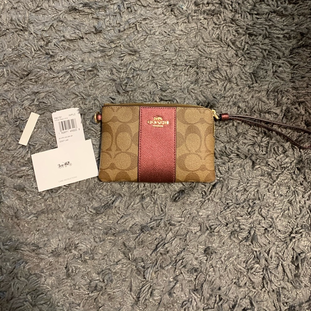 Authentic Coach Wristlet Wine/Brown NWT